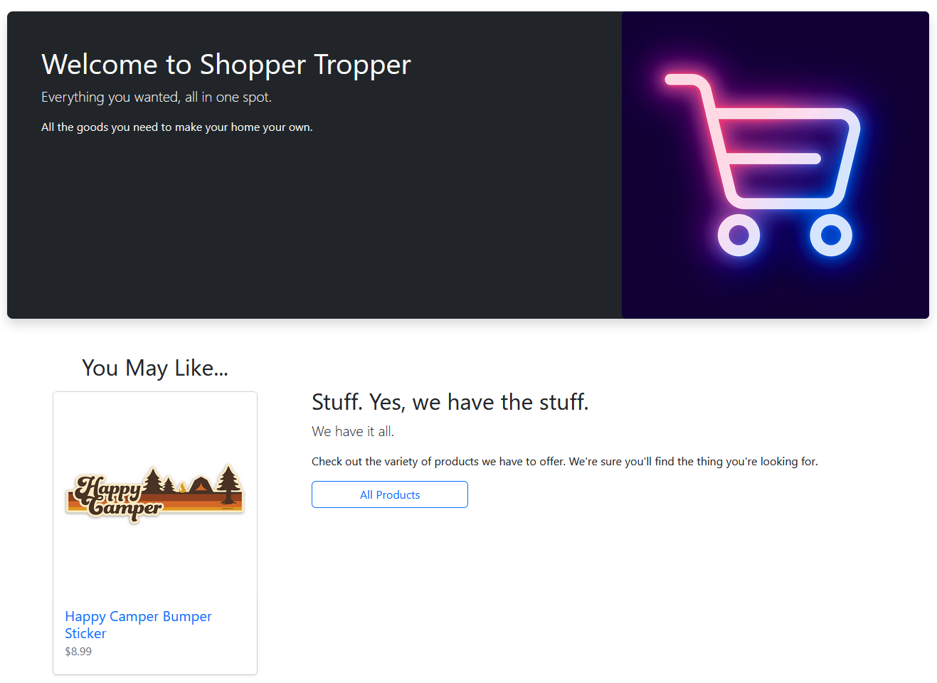 Shopper Tropper homepage